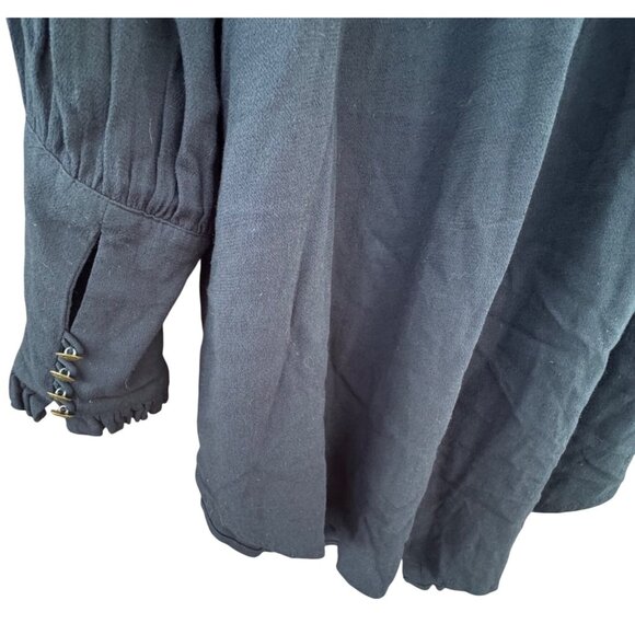 Free People Women's Medium Black Long Sleeve Button Up Ruffle - Picture 5 of 10